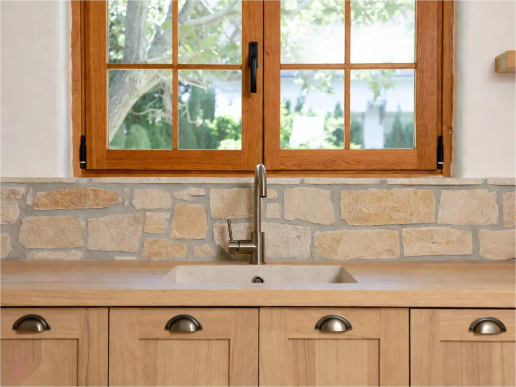 Cocina rústica con muebles a medida para vivienda de alquiler rural en Santander Cantabria, Mokara Estudio